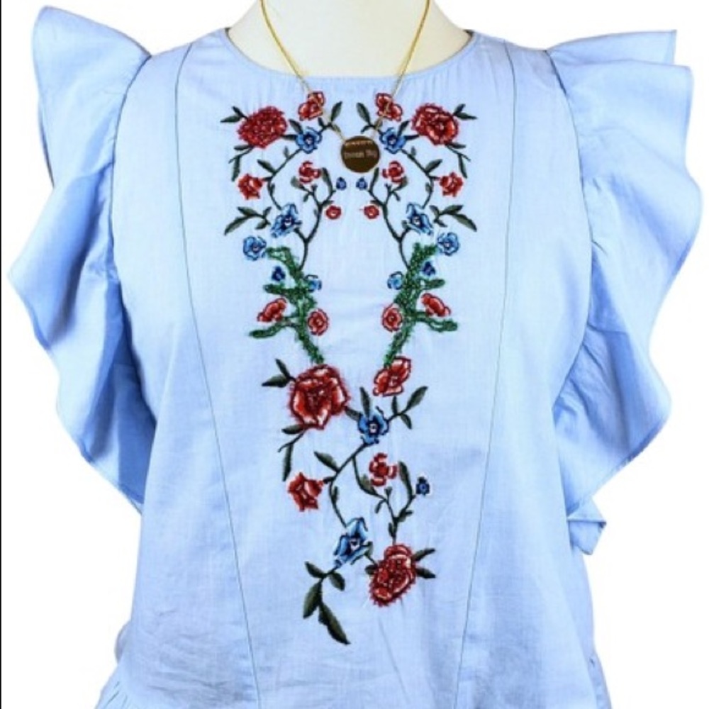 Embroidered and Beaded Zara Sleeveless Blouse